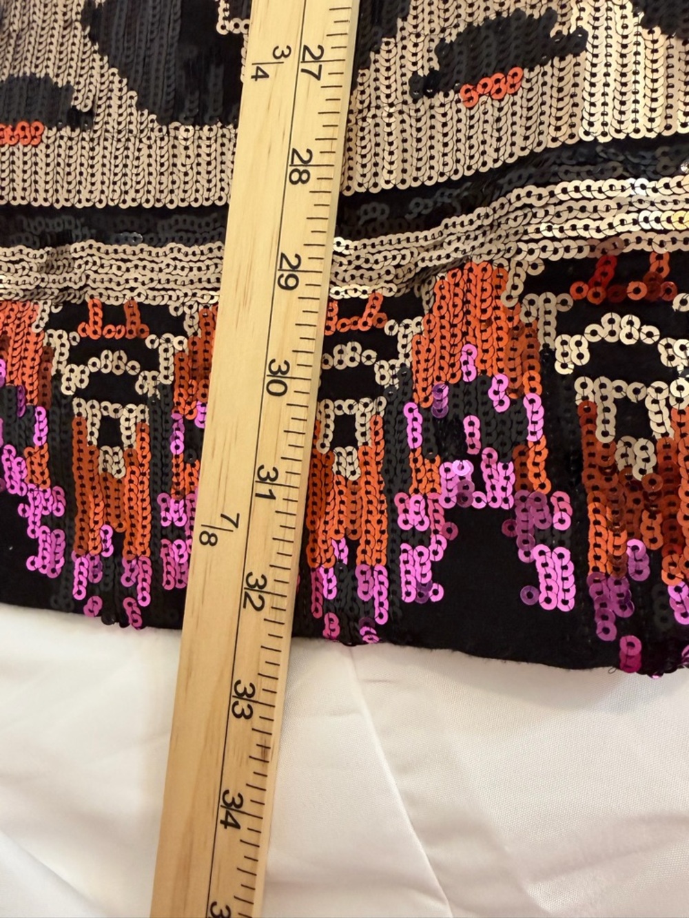 Sequin Mini Dress Size 1 Black Pink Geometric Aztec Strappy Party - Picture 11 of 15